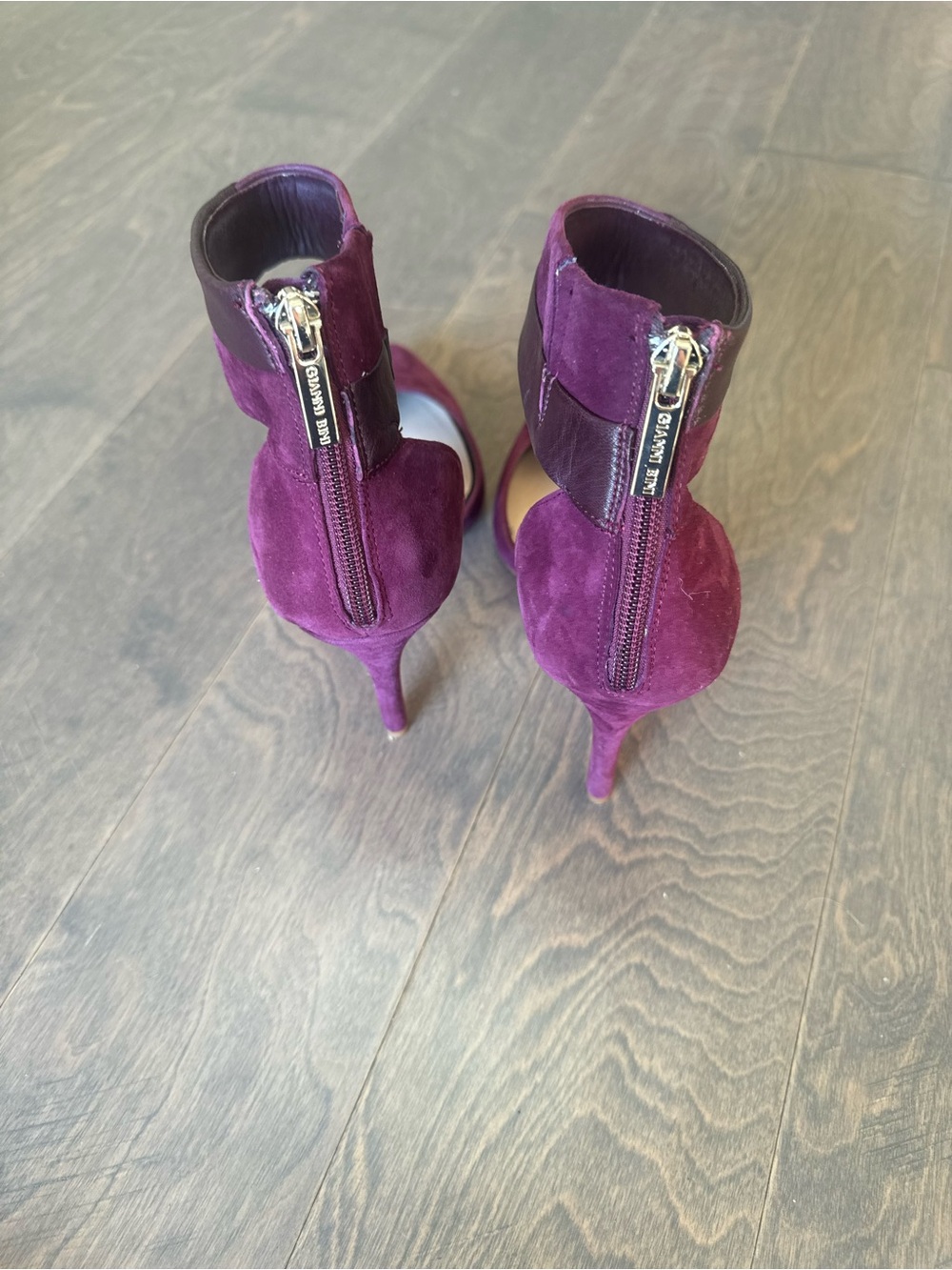 Gianni Bini Plum Pointed Suede Ankle-Strap Heels - Picture 7 of 7